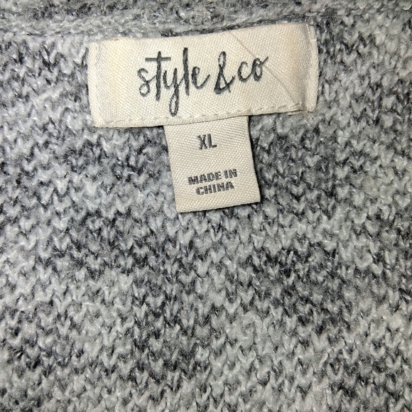 Style & Co. Gray and White Leopard Print Hooded Cardigan - Picture 3 of 7